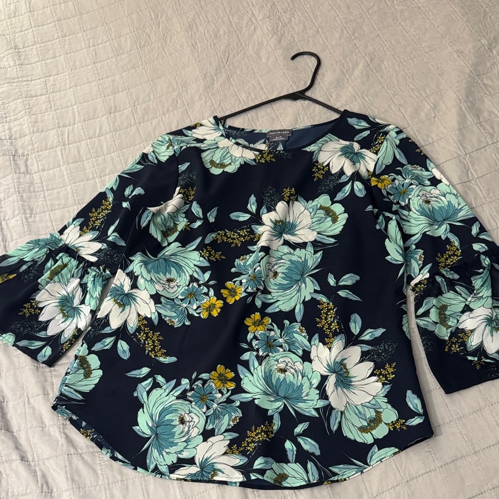 Van Heusen Navy Floral Blouse
